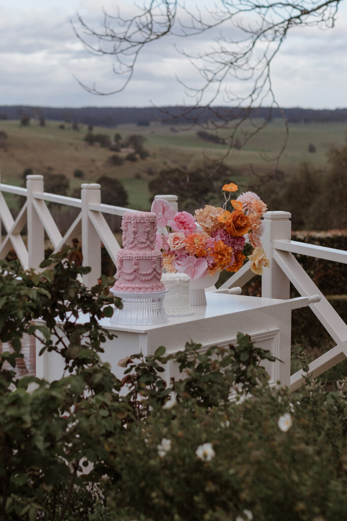 Beautiful view and stunning cakes captured during a recent engagement photoshoot at Rivendell Farm Estate, East Gippsland, celebrating love and special moments.